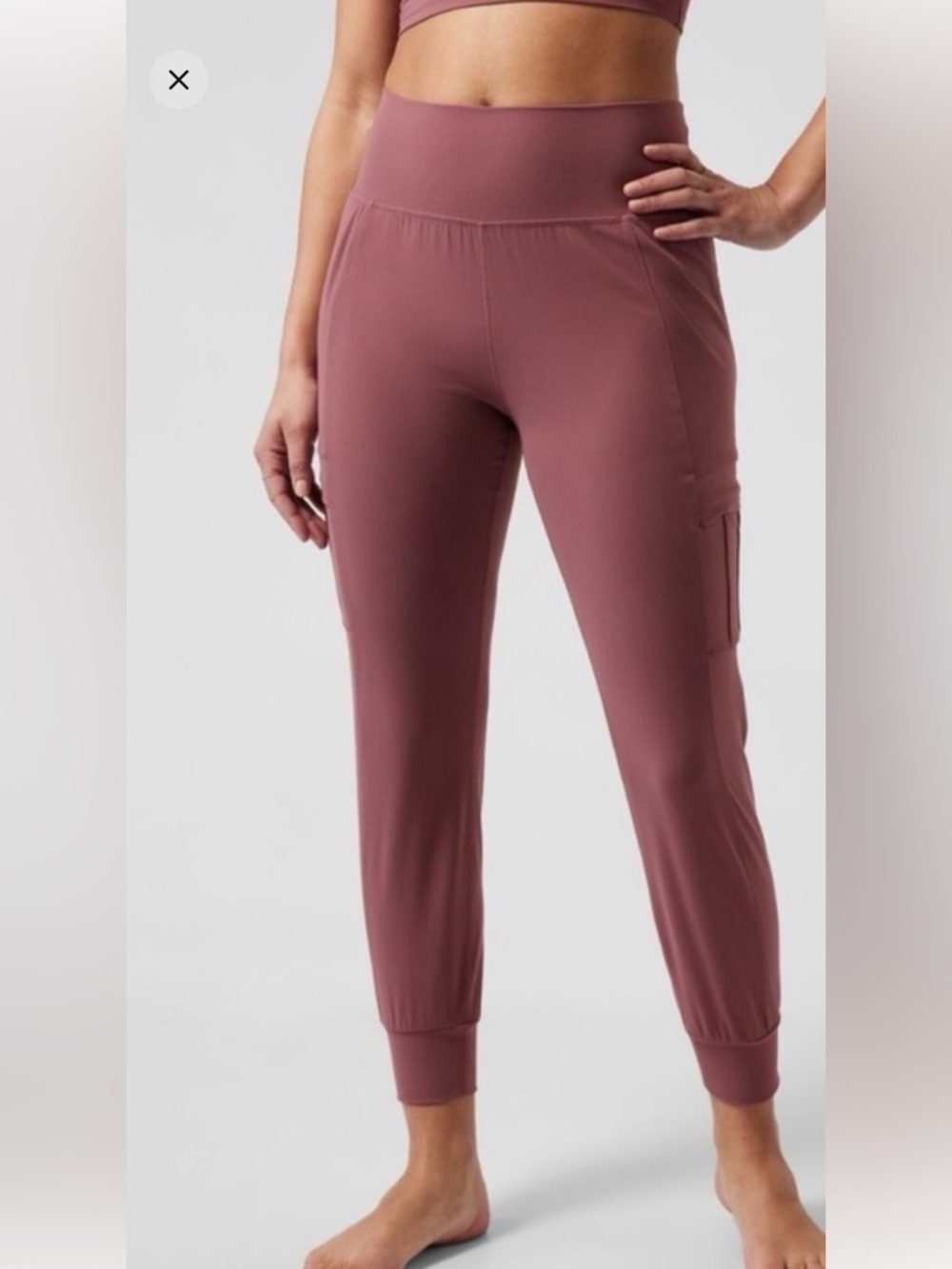 Athleta Salutation Cargo Jogger Pockets Tawny Rose S Powervita High Rise Capri - Picture 5 of 8